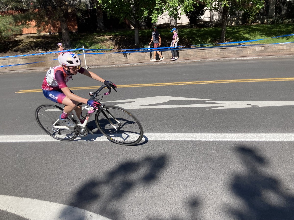 Ada skillfully rounding Corner 5 at the 2025 Bend Crit Ada skillfully rounding Corner 5 at the 2025 Bend Crit